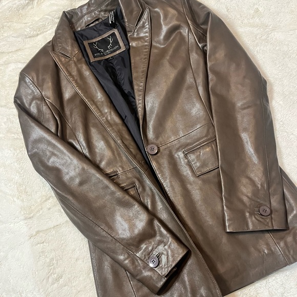 Brown Leather Blazer - Picture 2 of 7